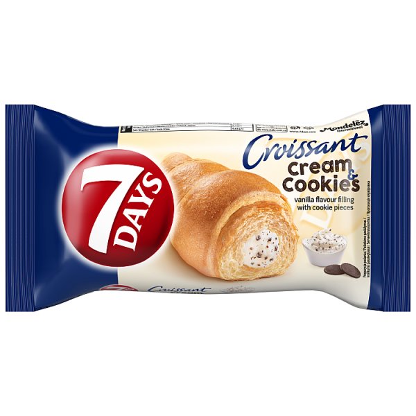 7Days Cream&amp;Cookies rogalik z nadzieniem o smaku waniliowym z kawałkami ciastek - 60 g