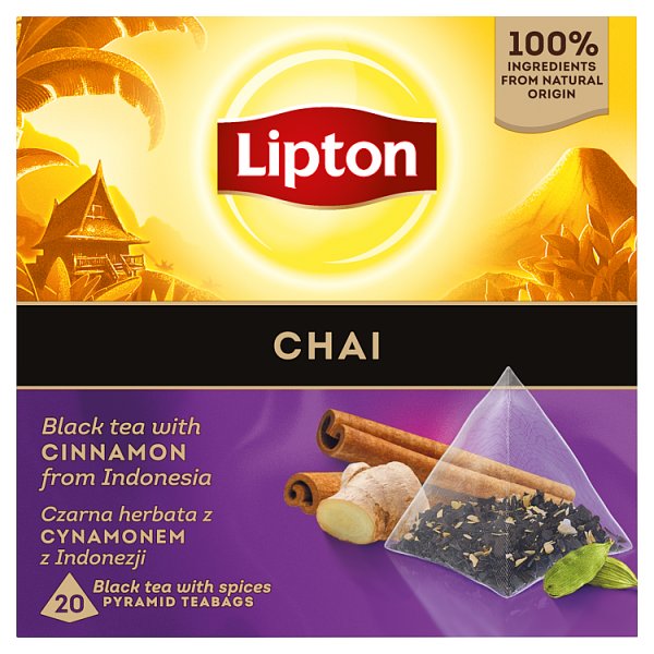 Lipton Czarna herbata z cynamonem z Indonezji 34 g (20 torebek)