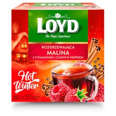 Loyd Hot Winter Herbatka ziołowo-owocowa malina z cynamonem i czarnym pieprzem 40 g (20 x 2 g)