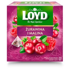 Loyd Herbatka ziołowo-owocowa aromatyzowana żurawina i malina 40 g (20 x 2 g)