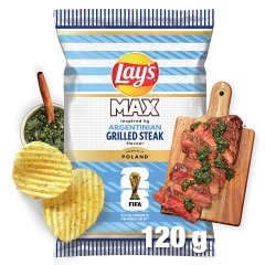 Lay's Max Chipsy ziemniaczane karbowane o smaku grillowanego steku 120 g