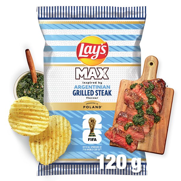 Lay's Max Chipsy ziemniaczane karbowane o smaku grillowanego steku 120 g