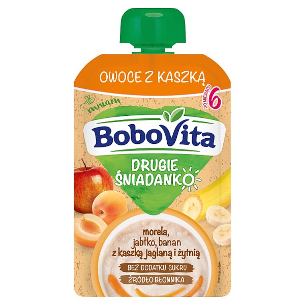 BoboVita Drugie Śniadanko Owoce z kaszką morela jabłko banan po 6 miesiącu 100 g