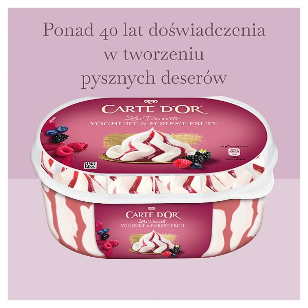 Carte D'Or Les Desserts Lody z jogurtem sosem z owoców leśnych i kawałkami owoców leśnych 825 ml