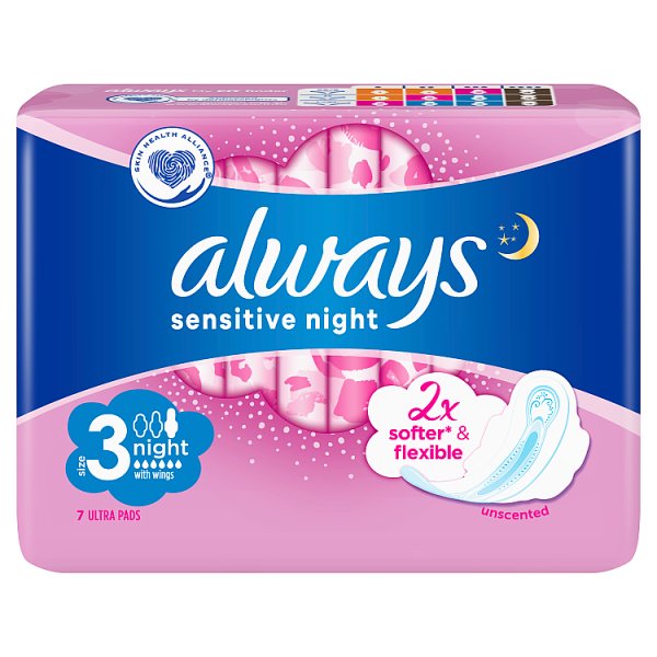 Always Ultra Sensitive Night Podpaski ze skrzydełkami (rozmiar 3)