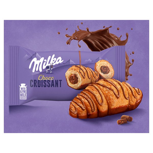 Milka Croissant Choco, rogalik z ciasta francuskiego z nadzieniem i polewą czekoladową - 50 g