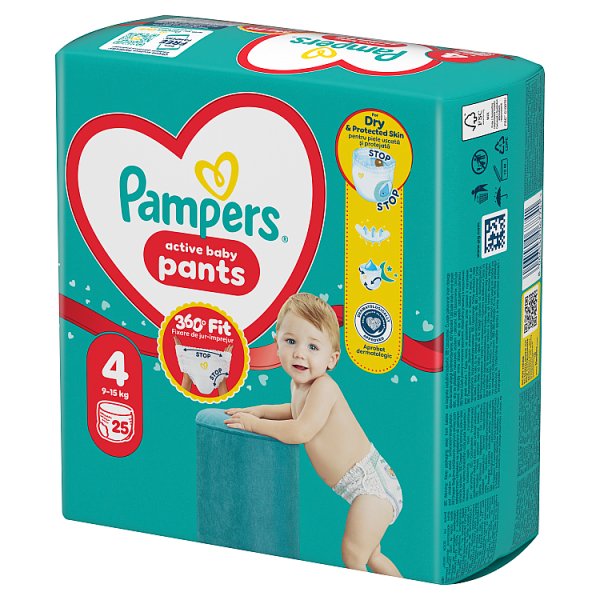 Pampers Active Baby Pieluchomajtki Rozmiar 4, 25 szt., 9-15 kg