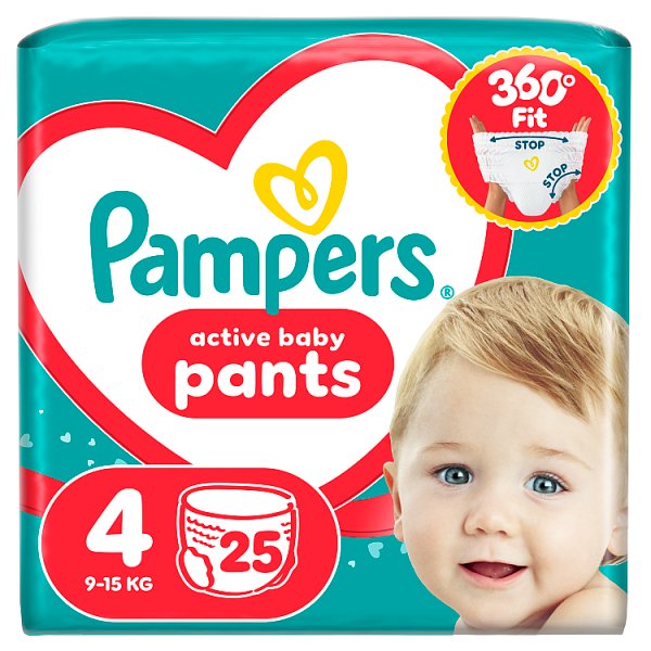 Pampers Active Baby Pieluchomajtki Rozmiar 4, 25 szt., 9-15 kg