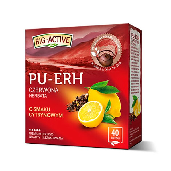 Big-Active Pu-Erh Czerwona herbata o smaku cytrynowym 72 g (40 x 1,8 g)