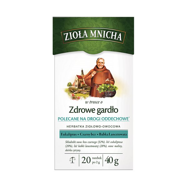 Zioła Mnicha Herbatka ziołowo-owocowa w trosce o zdrowe gardło 40 g (20 x 2 g)