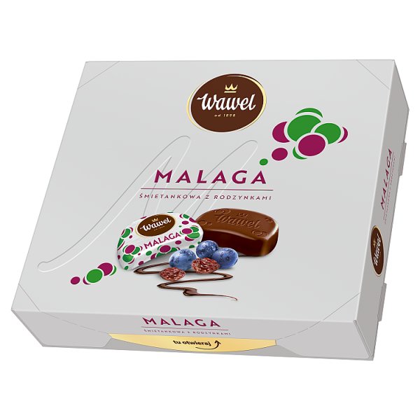 Wawel Malaga śmietankowa z rodzynkami Czekolada z nadzieniem 160 g