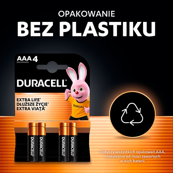Duracell AAA 1.5 V/B Baterie alkaliczne 4 sztuki