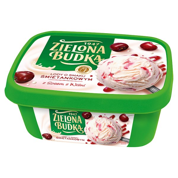 Zielona Budka Lody o smaku śmietankowym z sosem z wiśni 1000 ml