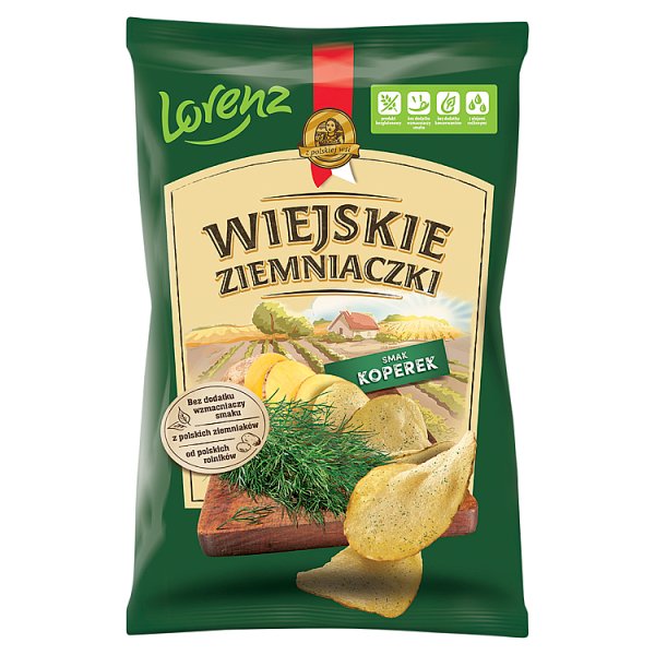 Wiejskie Ziemniaczki Chipsy ziemniaczane smak koperek 130 g