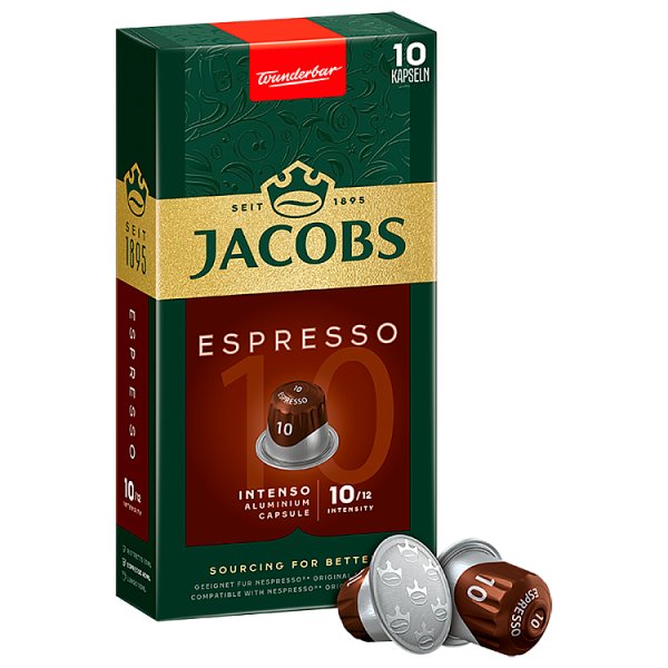 Jacobs Espresso Intenso Kawa mielona w kapsułkach 52 g (10 sztuk)