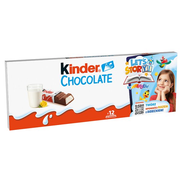 Kinder Chocolate Batonik z mlecznej czekolady z nadzieniem mlecznym 150 g (12 sztuk)