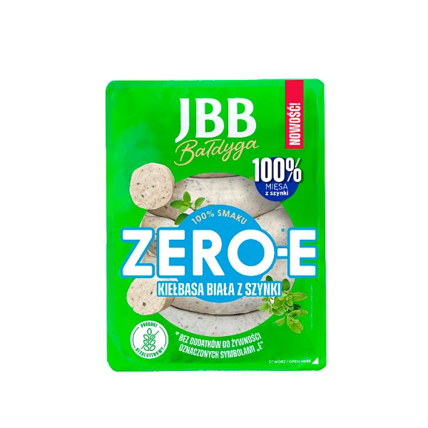 JBB Bałdyga Zero-E Kiełbasa biała z szynki 350 g