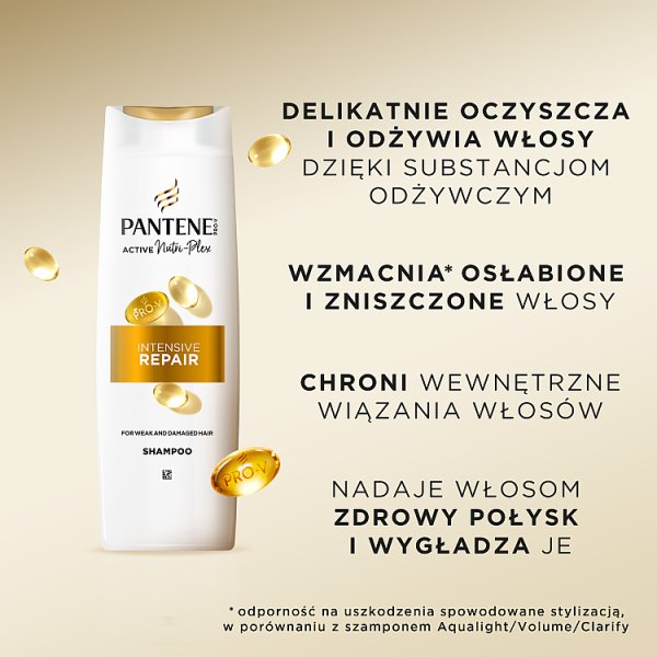 Szampon Pantene Pro-V Intensive Repair, formuła Pro-V+antyoksydanty, do włosów zniszczonych, 400 ml