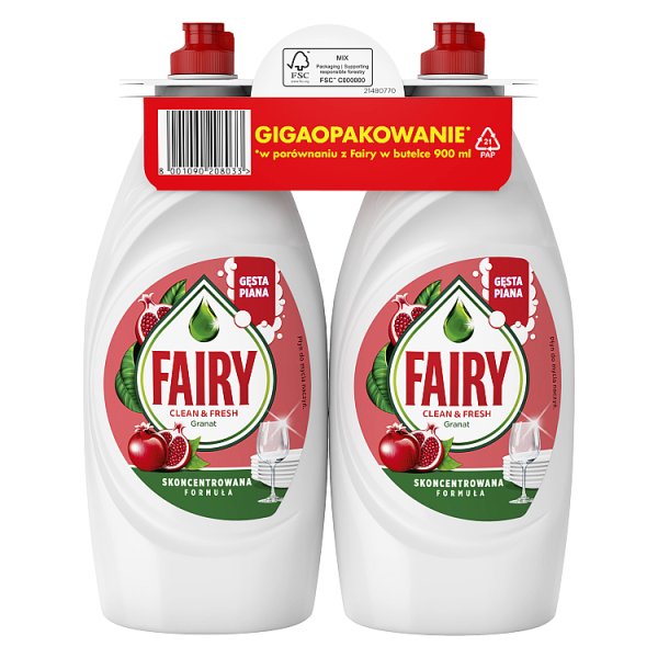 Fairy Clean &amp; Fresh Granat Z Wiciokrzewem Płyn Do Mycia Naczyń 1.8L