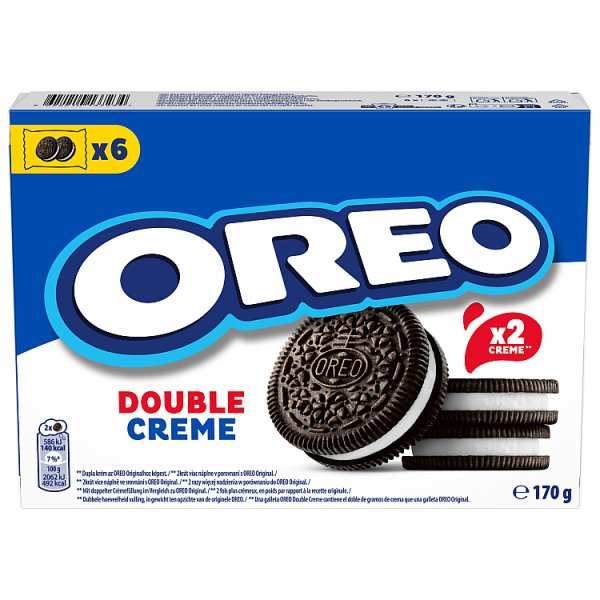 Oreo Double Ciastka kakaowe z nadzieniem o smaku waniliowym 170 g