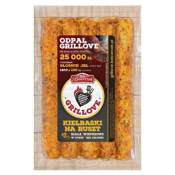 Balcerzak Grillove Kiełbaski na ruszt białe wieprzowe w curry 250 g