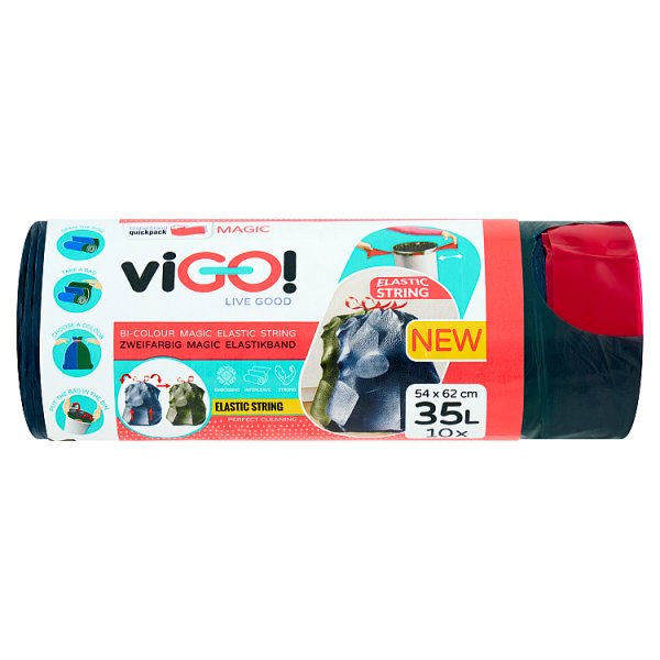 Quickpack viGO! Worki dwukolorowe z elastyczną taśmą 35 L 10 sztuk
