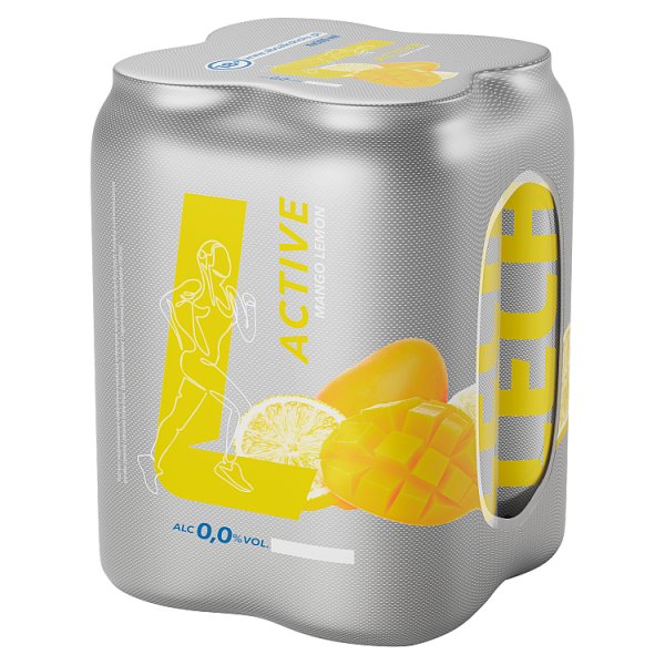 Lech Active Piwo bezalkoholowe o smaku mango i cytryny 2 l (4 x 0,5 l)