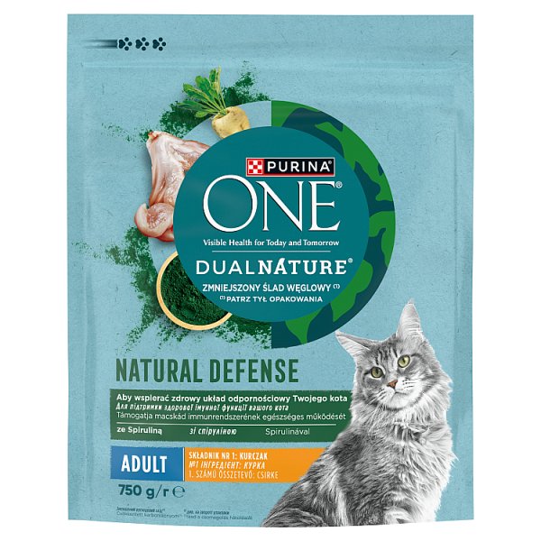 PURINA ONE DualNature Natural Defense Adult Karma dla dorosłych kotów ze spiruliną 750 g