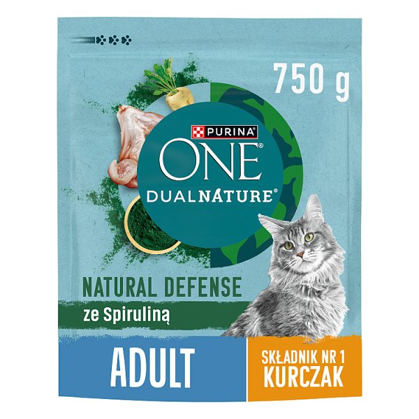 PURINA ONE DualNature Natural Defense Adult Karma dla dorosłych kotów ze spiruliną 750 g