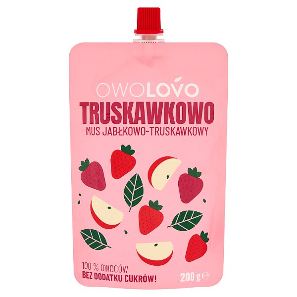 Owolovo Truskawkowo Mus jabłkowo-truskawkowy 200 g