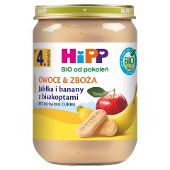 HiPP BIO Owoce & Zboża Jabłka i banany z biszkoptami po 4. miesiącu 190 g