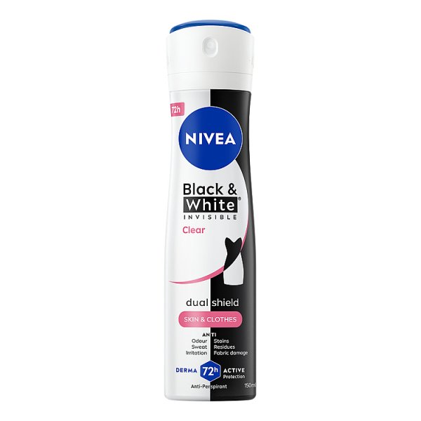 Nivea Black&amp;White Invisible Clear Antyperspirant dla kobiet w spray'u 150 ml