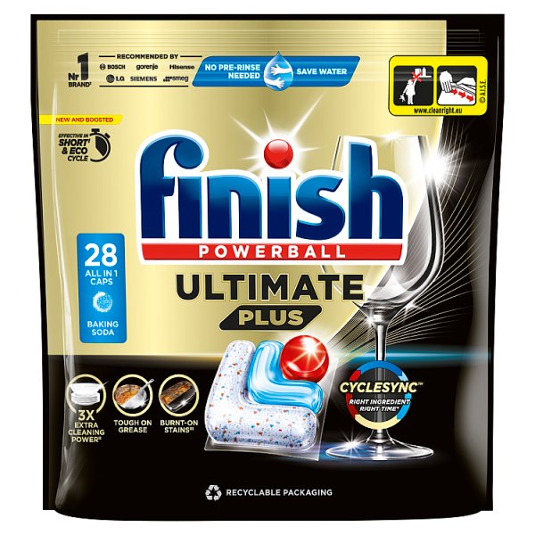 Finish Ultimate Plus Baking Soda Kapsułki do mycia naczyń w zmywarce 341,6 g (28 sztuk)