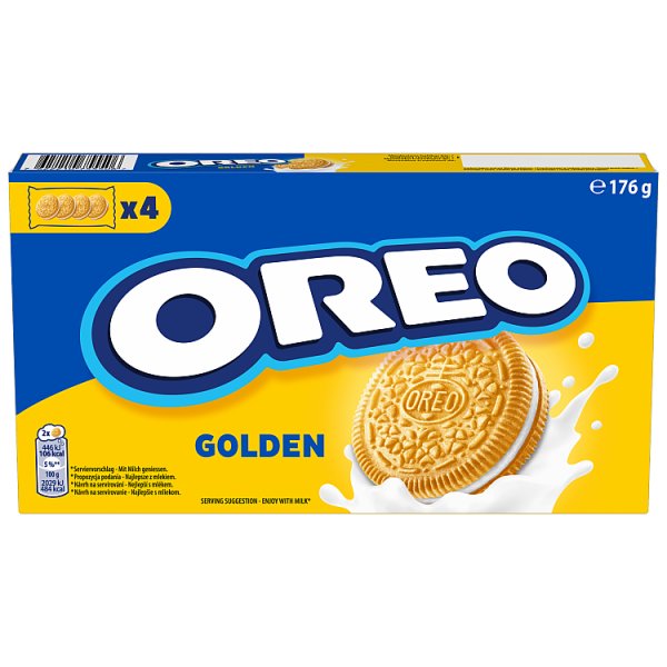 OREO Golden o smaku waniliowym ciasteczka z nadzienie idealne do podróży 16 sztuk 176 g