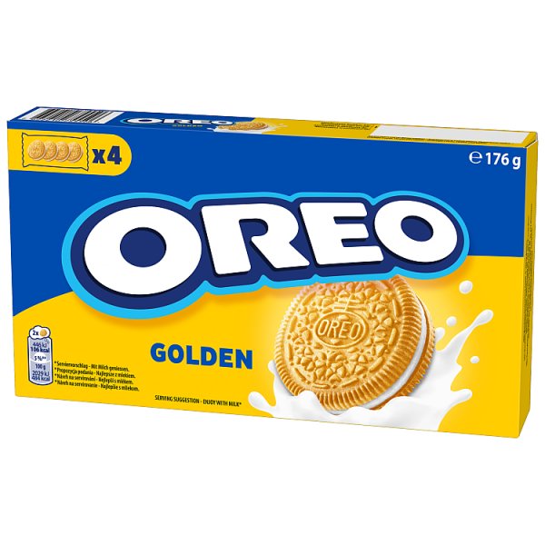 OREO Golden o smaku waniliowym ciasteczka z nadzienie idealne do podróży 16 sztuk 176 g