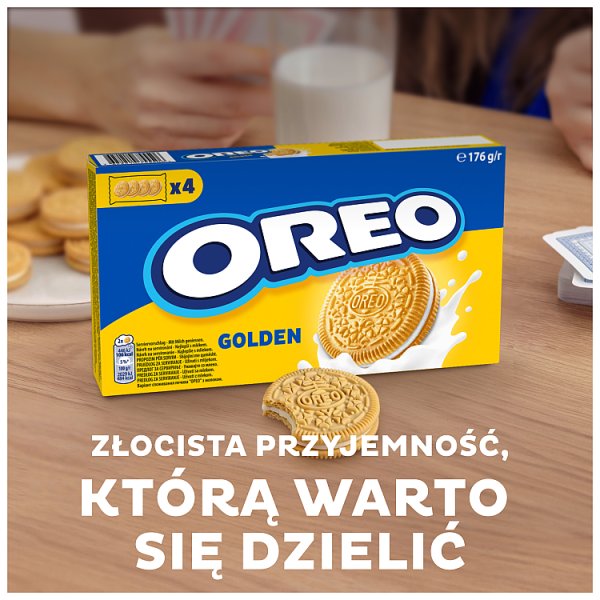 OREO Golden o smaku waniliowym ciasteczka z nadzienie idealne do podróży 16 sztuk 176 g