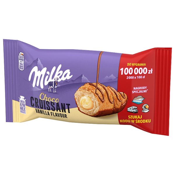 Milka Croissant Choco Vanilla, rogalik z ciasta francuskiego z nadzieniem o smaku waniliowym - 50 g