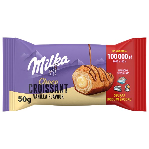 Milka Croissant Choco Vanilla, rogalik z ciasta francuskiego z nadzieniem o smaku waniliowym - 50 g