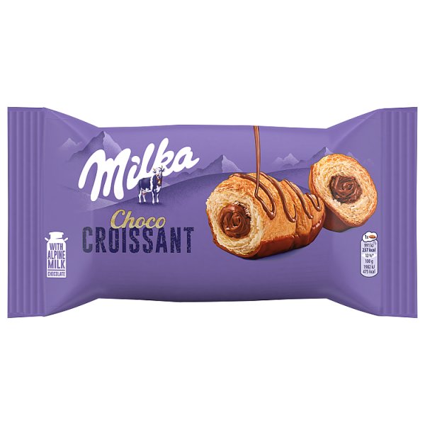 Milka Croissant Choco, rogalik z ciasta francuskiego z nadzieniem i polewą czekoladową - 50 g