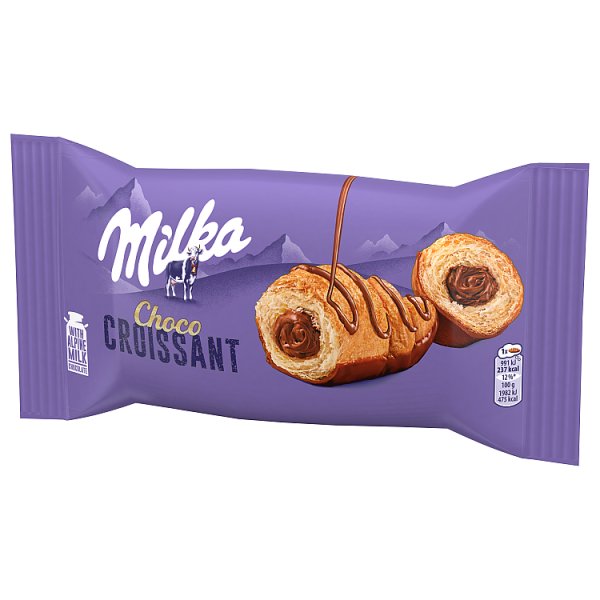 Milka Croissant Choco, rogalik z ciasta francuskiego z nadzieniem i polewą czekoladową - 50 g