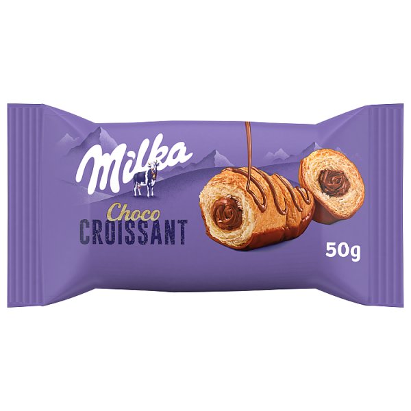 Milka Croissant Choco, rogalik z ciasta francuskiego z nadzieniem i polewą czekoladową - 50 g