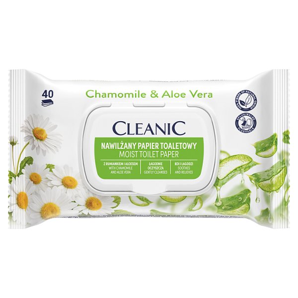 Cleanic Chamomile &amp; Aloe Vera Nawilżany papier toaletowy 40 sztuk