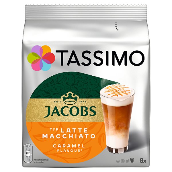 Tassimo Jacobs Latte Macchiato Caramel Kawa mielona 8 kapsułek i mleko 8 kapsułek 268 g