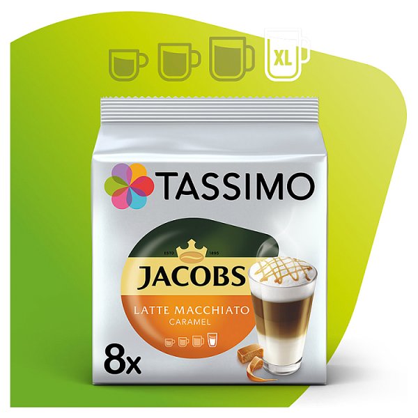 Tassimo Jacobs Latte Macchiato Caramel Kawa mielona 8 kapsułek i mleko 8 kapsułek 268 g