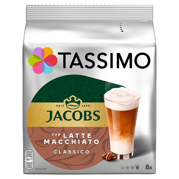 Tassimo Jacobs Latte Macchiato Classico Kawa mielona 8 kapsułek i mleko 8 kapsułek 264 g