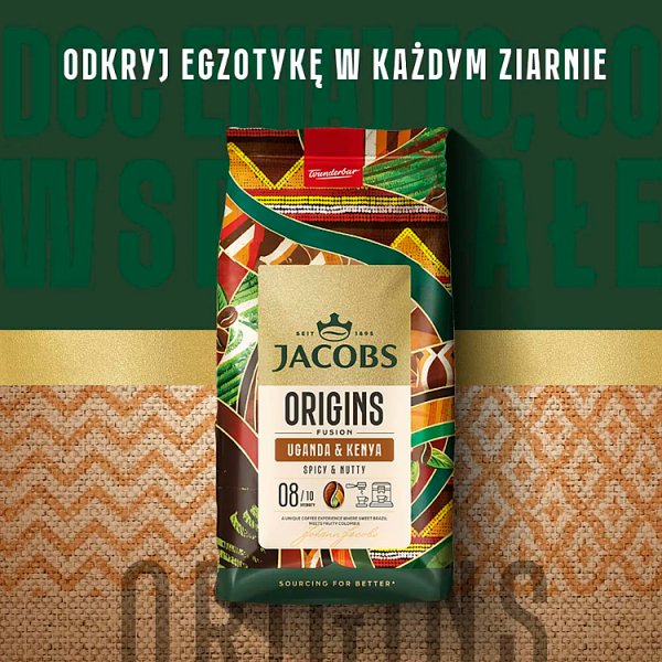 Jacobs Origins Fusion Uganda &amp; Kenya Kawa ziarnista palona 1000 g