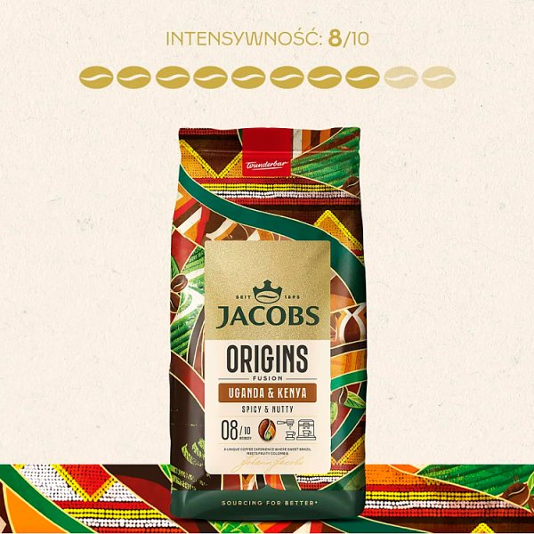 Jacobs Origins Fusion Uganda &amp; Kenya Kawa ziarnista palona 1000 g