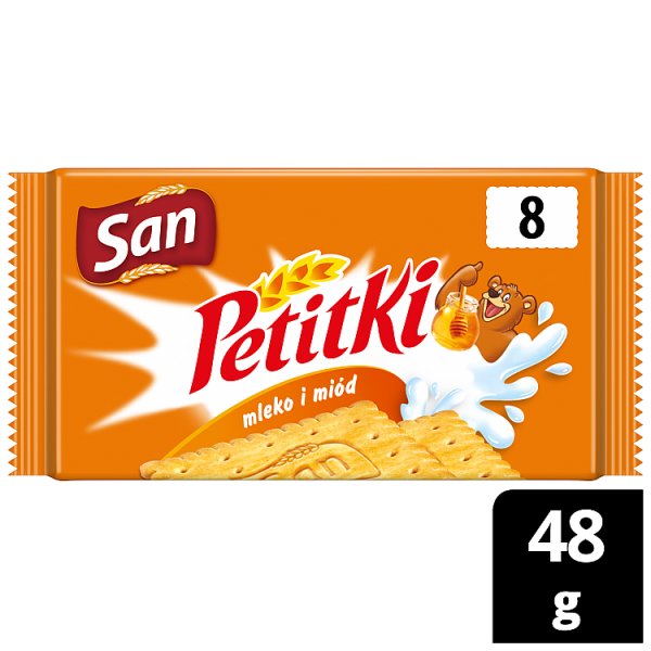 San Petitki herbatniki z dodatkiem mleka i miodu - 48 g