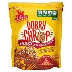 Lajkonik Dobry Chrup Krakersy obficie posypane ziarnami sezamu lnu i chia 100 g