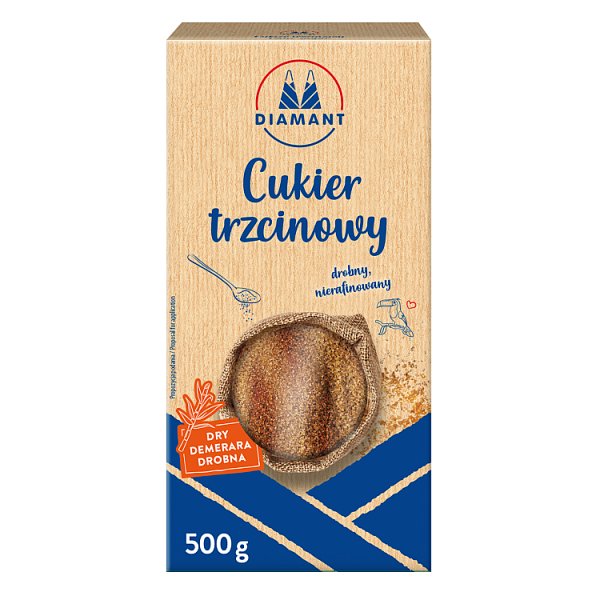 Diamant Dry Demerara Cukier trzcinowy nierafinowany drobny 500 g